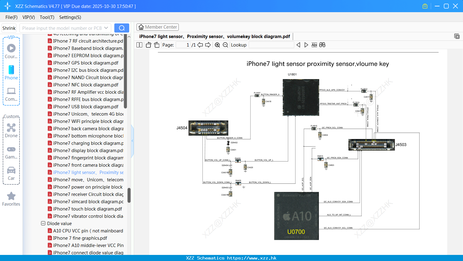IPhone7 Light Sensor Proximity Sensor Volumekey Block Diagram